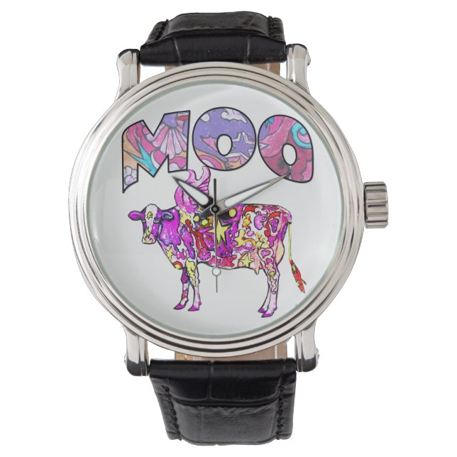 Reloj De Pulsera Vaca sicodélica moo (Anverso)