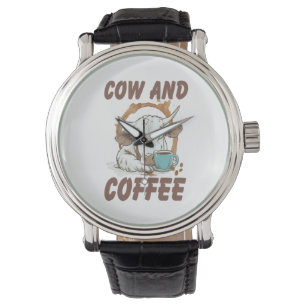 Reloj De Pulsera Vaca y café, divertida Chica occidental