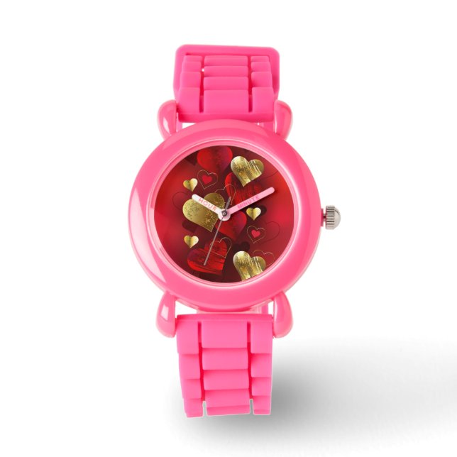 Reloj De Pulsera Valentinas doradas y rojas (Anverso)