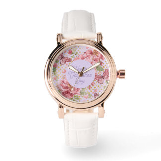 Reloj De Pulsera Valentine Days,Elegant,Purple Peach Flowers Patter