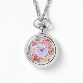 Reloj De Pulsera Valentine Days,Elegant,Purple Peach Flowers Patter