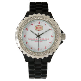 Reloj De Pulsera Valentines Couple names His and Her monogram