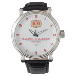 Reloj De Pulsera Valentines Couple names His and Her monogram