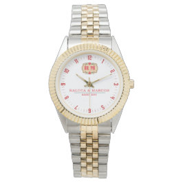 Reloj De Pulsera Valentines Couple names His and Her monogram