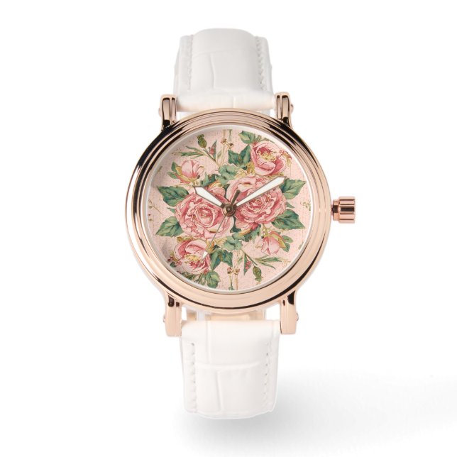 Reloj De Pulsera Valentine's Day, Beautiful Pink Roses Flowers (Anverso)