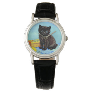 Reloj De Pulsera Van Gogh Black Kitten con yarn
