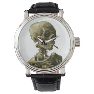 Reloj De Pulsera Van Gogh, esqueleto con un cigarrillo encendido