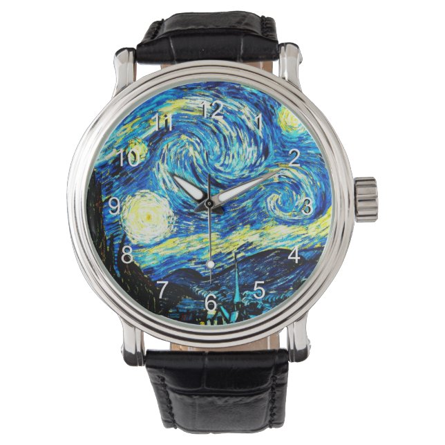 Reloj De Pulsera Van Gogh: Noche estrellada, pintura famosa (Anverso)
