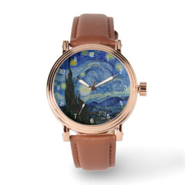 Reloj De Pulsera Van Gogh Starry Night Men’s Rose Gold Vintage