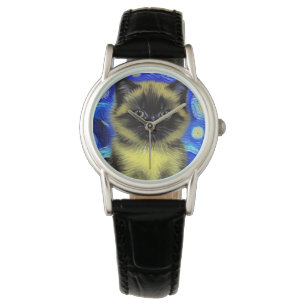 Reloj De Pulsera Van Gogh Starry Night Siamese Cat