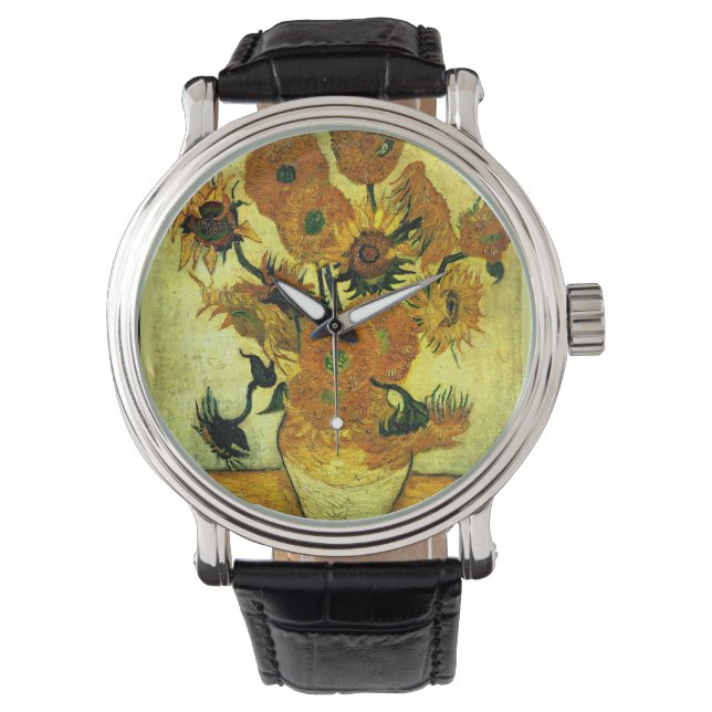 Reloj De Pulsera Van Gogh - Sunflowers 14, obras de arte populares, (Anverso)