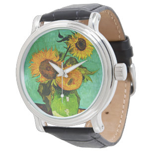 Reloj De Pulsera Van Gogh - Tres girasoles, pintura famosa,