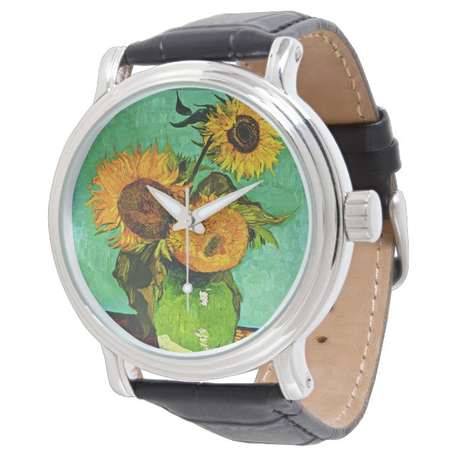 Reloj De Pulsera Van Gogh - Tres girasoles, pintura famosa, (Angular)