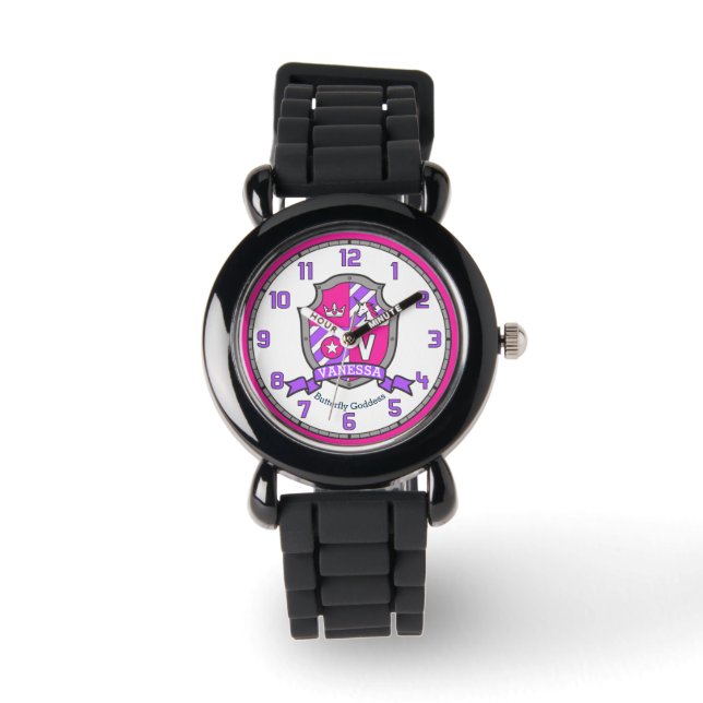 Reloj De Pulsera Vanessa letter V name significa escudo unicornio r (Anverso)