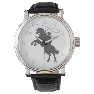 Reloj De Pulsera vaquero lanzando lazo montando caballo
