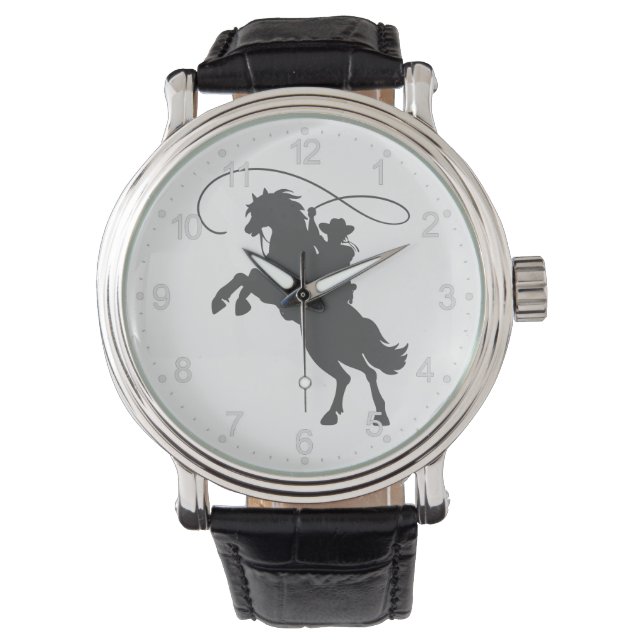 Reloj De Pulsera vaquero lanzando lazo montando caballo (Anverso)