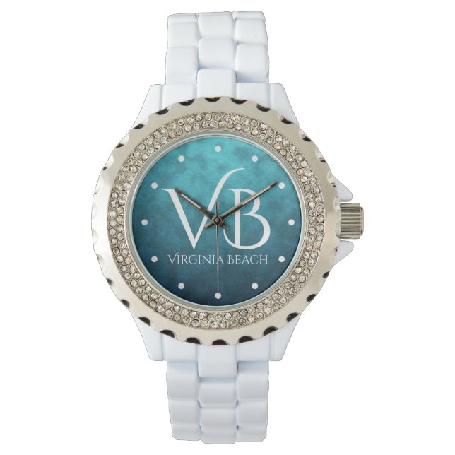 Reloj De Pulsera VB Virginia Beach sobre fondo de agua azul (Anverso)