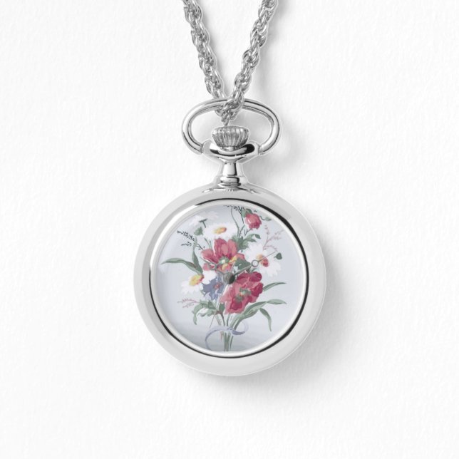 RELOJ DE PULSERA VEA EL ESTILO DE FLORES DE LAS MUJERES DE NECKLACE (Anverso)