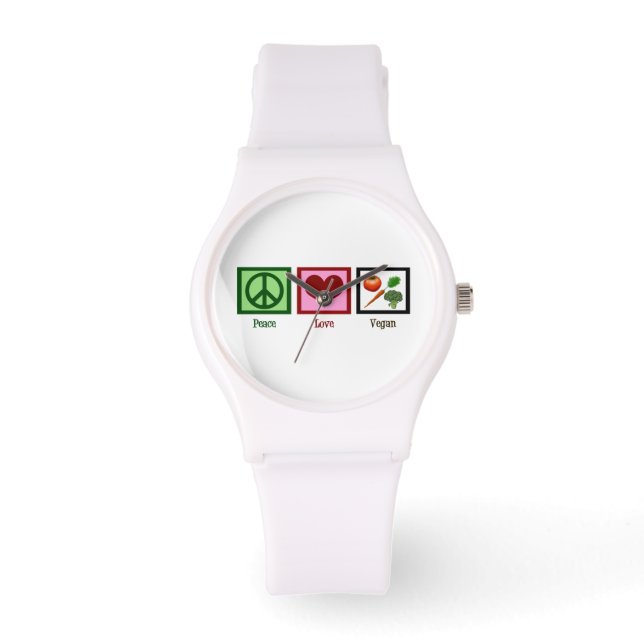 Reloj De Pulsera Vegan por el amor de la paz (Anverso)