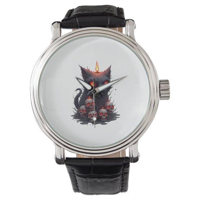 Reloj De Pulsera Vela de Gato Espeluznante (Anverso)