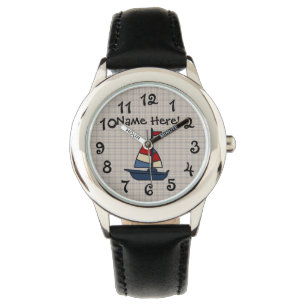 Reloj De Pulsera Velero náutico personalizado azul/muchacho del