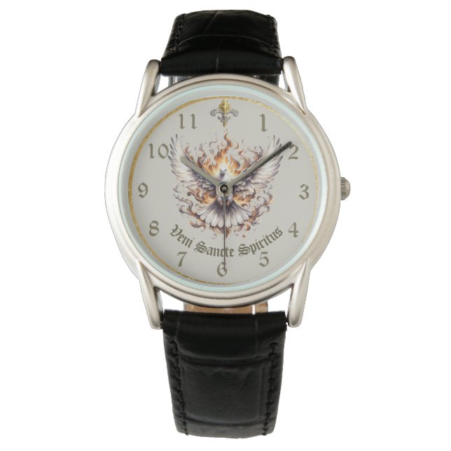 Reloj De Pulsera Veni Sancte Spiritus Come Espíritu Santo Mirar (Anverso)