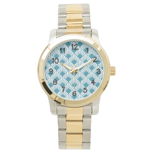 Reloj De Pulsera Ventiladores Verde azulados Art Deco (Anverso)