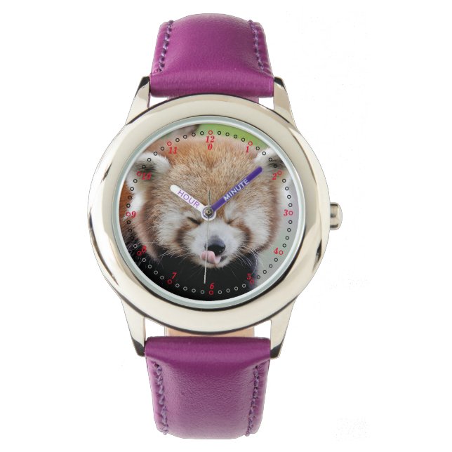 Reloj De Pulsera Ver Foto Panda rojo , animales 0600. (Anverso)
