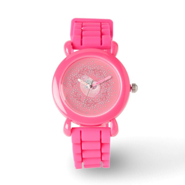 Reloj De Pulsera Ver las marchas y conchas de Purpurina rosado (Anverso)