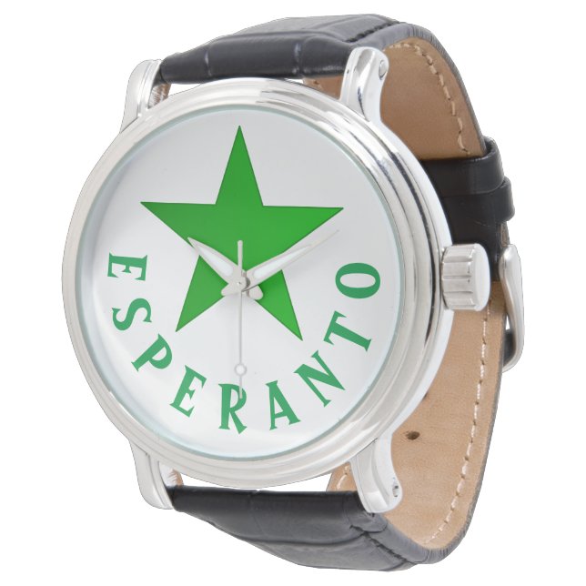 Reloj De Pulsera Verda Stelo (Estrella Esperanto) (Angular)
