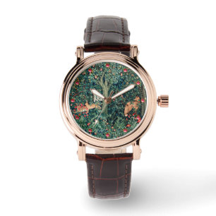 Reloj De Pulsera VERDAD, ANIMALES FORESTALES Hares, Fox, Floral Ver