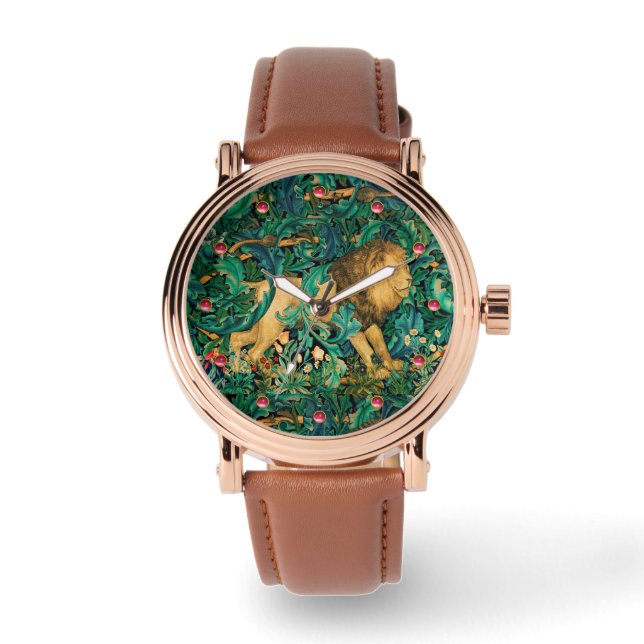Reloj De Pulsera VERDAD, ANIMALES FORESTALES LION Floral (Anverso)