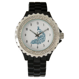Reloj De Pulsera Verde azulado Peacock Negrita Diseño Art Decó