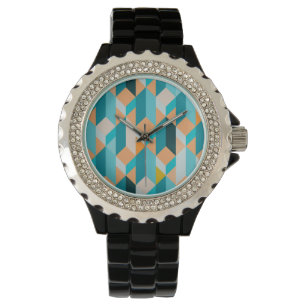 Reloj De Pulsera Verde azulado y naranja forma el modelo