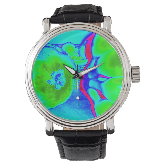 Reloj De Pulsera verde de fruta fluorescente (Anverso)