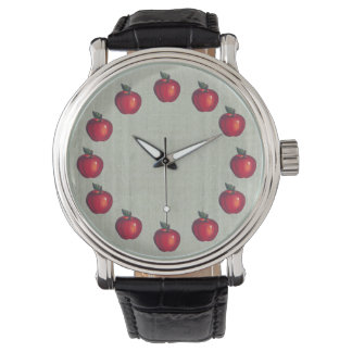Reloj De Pulsera Verde de manzanas rojas