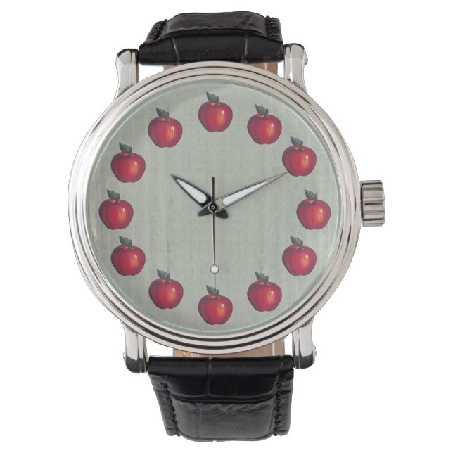 Reloj De Pulsera Verde de manzanas rojas (Anverso)