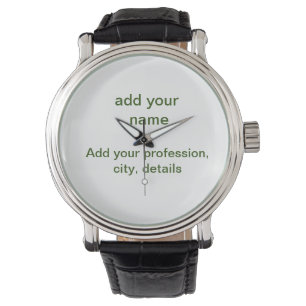 Reloj De Pulsera Verde mínimo simple añadir el nombre de texto reco