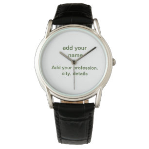 Reloj De Pulsera Verde mínimo simple añadir el nombre de texto reco