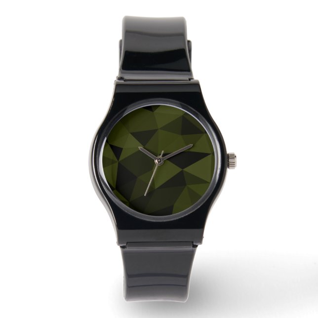 Reloj De Pulsera Verde oscuro del ejército negro patrón de malla ge (Anverso)