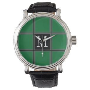 Reloj De Pulsera Verde oscuro y Personalizado gris con una sola tir