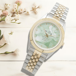 Reloj De Pulsera Verde Salvia Groom Clásico | Boda Personalizada