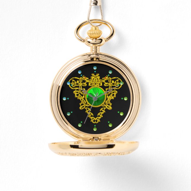 RELOJ DE PULSERA VERDE SHAMROCK,CELTIC KNOT COART ORO NEGRO (Anverso)