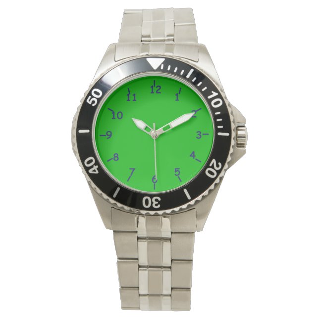 Reloj De Pulsera Verde y azul del mar de Neón (Anverso)