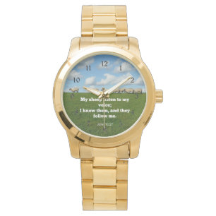 Reloj De Pulsera Verso de la Biblia, John 10:27, ovejas,