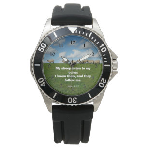 Reloj De Pulsera Verso de la Biblia, John 10:27, ovejas,