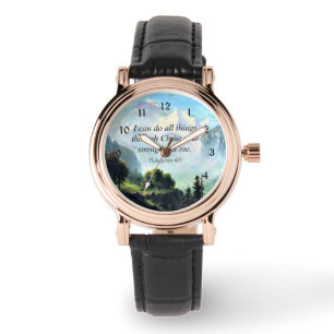Reloj De Pulsera Verso de la Biblia, Phil 4:13, puedo hacer todo...