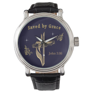 Reloj De Pulsera Verso de la Biblia salvado por Grace