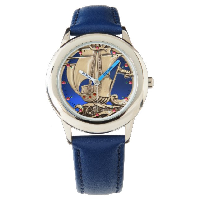 Reloj De Pulsera VESSEL ANTIGUO, OLAS MARÍTIMAS, Azul de la Marina  (Anverso)