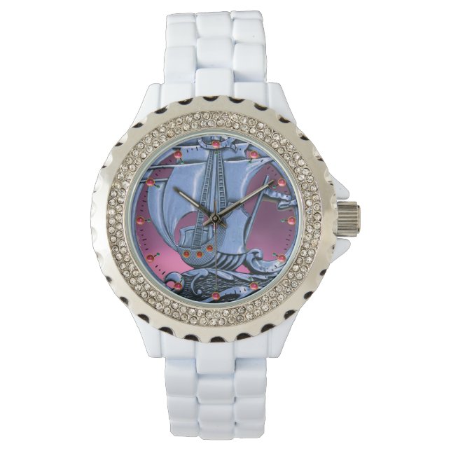 Reloj De Pulsera VESSEL ANTIGUO, OLAS MARÍTIMAS, Pink azul de la Ma (Anverso)